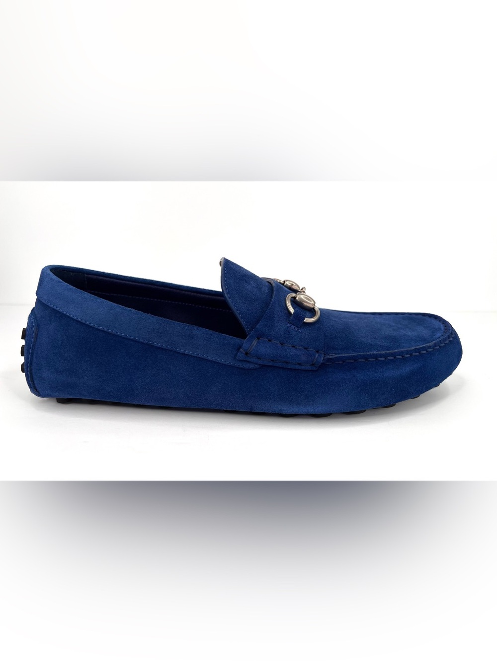Gucci Men Byorn Horsebit Blue Suede Driver Logo Loafers UK 9.5 - US 10 - EU 43.5 - Picture 9 of 11